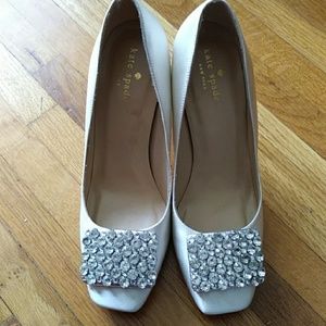 Kate Spade  Satin Rhinestone Buckle Heels 8
